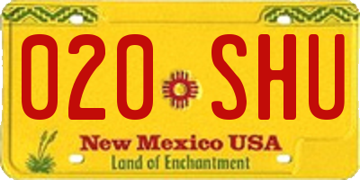 NM license plate 020SHU