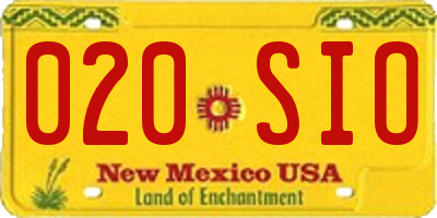 NM license plate 020SIO