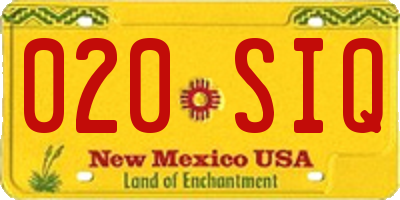 NM license plate 020SIQ
