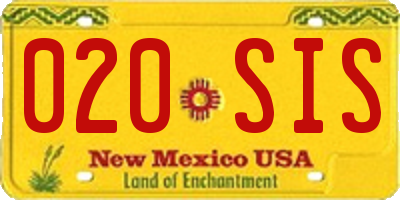 NM license plate 020SIS