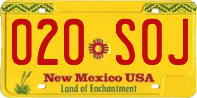 NM license plate 020SOJ