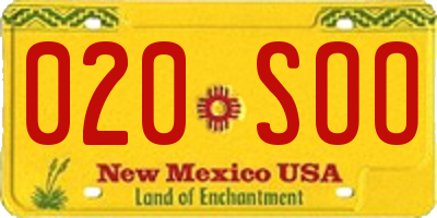 NM license plate 020SOO