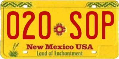 NM license plate 020SOP