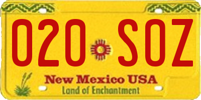 NM license plate 020SOZ