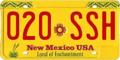 NM license plate 020SSH