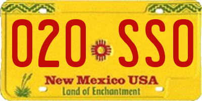NM license plate 020SSO