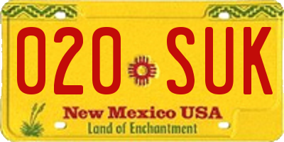 NM license plate 020SUK