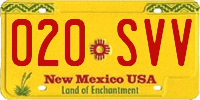 NM license plate 020SVV