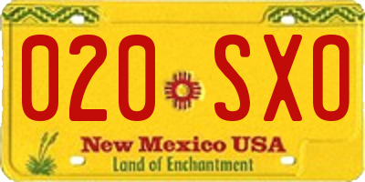 NM license plate 020SXO
