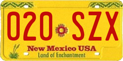 NM license plate 020SZX