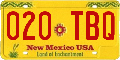 NM license plate 020TBQ