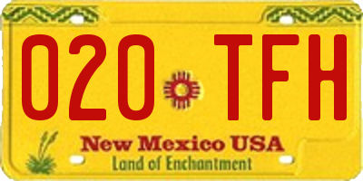 NM license plate 020TFH