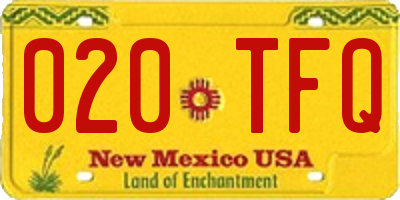 NM license plate 020TFQ