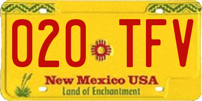 NM license plate 020TFV