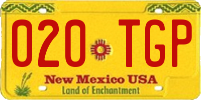 NM license plate 020TGP