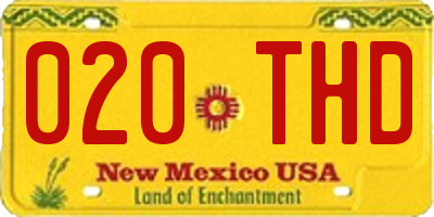 NM license plate 020THD
