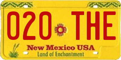 NM license plate 020THE