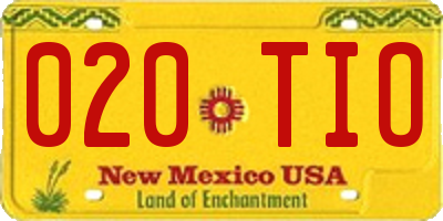 NM license plate 020TIO