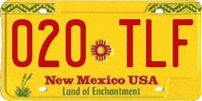 NM license plate 020TLF