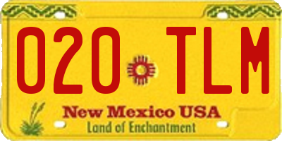 NM license plate 020TLM
