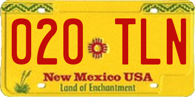 NM license plate 020TLN