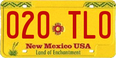 NM license plate 020TLO