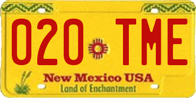 NM license plate 020TME
