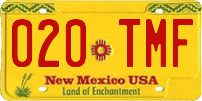 NM license plate 020TMF