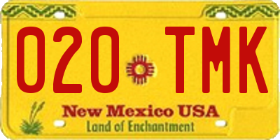 NM license plate 020TMK
