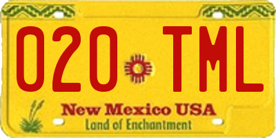 NM license plate 020TML