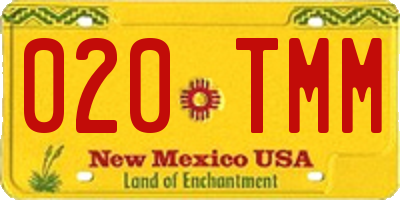 NM license plate 020TMM