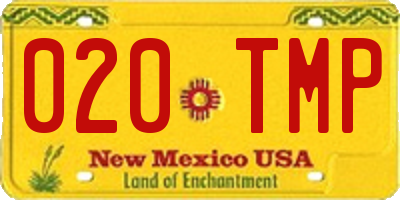 NM license plate 020TMP