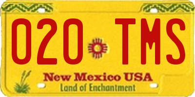 NM license plate 020TMS
