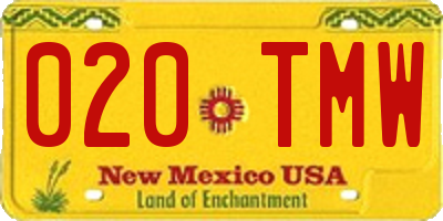 NM license plate 020TMW