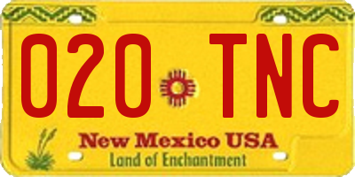 NM license plate 020TNC