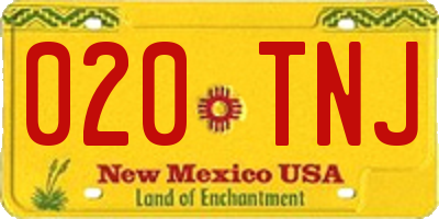 NM license plate 020TNJ
