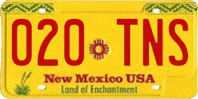 NM license plate 020TNS