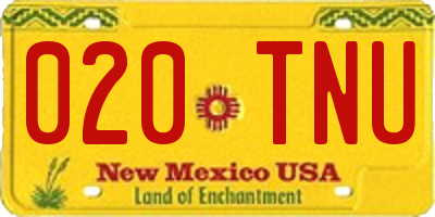 NM license plate 020TNU
