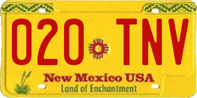 NM license plate 020TNV