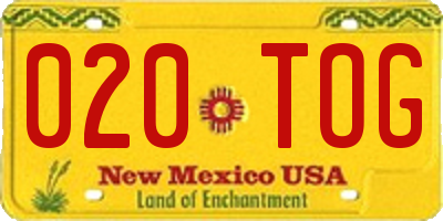 NM license plate 020TOG