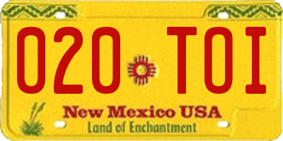 NM license plate 020TOI