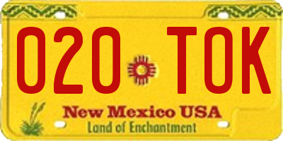 NM license plate 020TOK