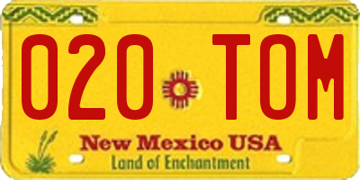 NM license plate 020TOM