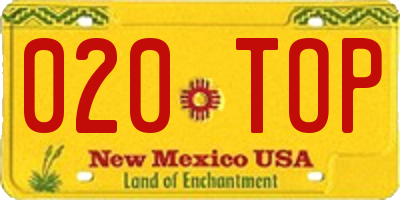 NM license plate 020TOP