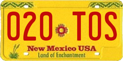 NM license plate 020TOS