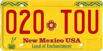 NM license plate 020TOU