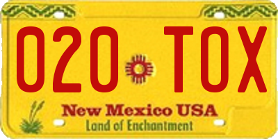 NM license plate 020TOX