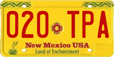 NM license plate 020TPA