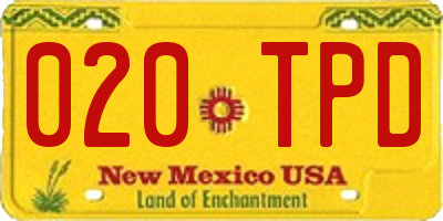 NM license plate 020TPD