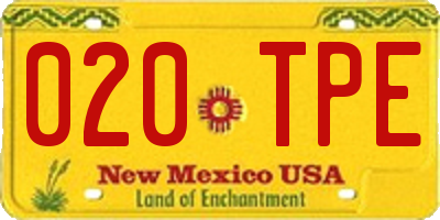 NM license plate 020TPE